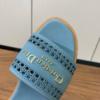 DIOR DWAY CERULEAN BLUE CALFSKIN AND GOLD LOGO