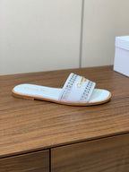 DIOR DWAY WHITE CALFSKIN AND GOLD LOGO