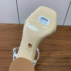 DIOR HIGH HEEL EMBROIDERED SANDAL IN WHITE CALFSKIN AND WOVEN STRAPS
