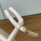 DIOR HIGH HEEL EMBROIDERED SANDAL IN LIGHT PINK CALFSKIN AND WOVEN STRAPS