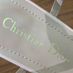 DIOR HIGH HEEL EMBROIDERED SANDAL IN LIGHT PINK CALFSKIN AND WOVEN STRAPS