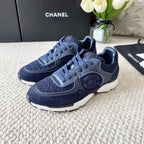 CHANEL SNEAKER IN NAVY BLUE WOOL TWEED AND SUEDE