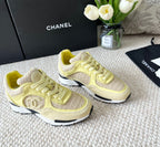 CHANEL SNEAKER IN LIGHT YELLOW WOOL TWEED AND SUEDE