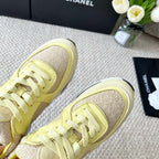 CHANEL SNEAKER IN LIGHT YELLOW WOOL TWEED AND SUEDE