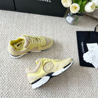 CHANEL SNEAKER IN LIGHT YELLOW WOOL TWEED AND SUEDE