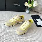 CHANEL SNEAKER IN LIGHT YELLOW WOOL TWEED AND SUEDE