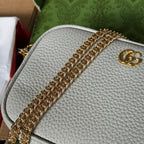 GUCCI MARMONT MINI SHOULDER BAG 18 IN LIGHT GRAY CALFSKIN GOLD HARDWARE
