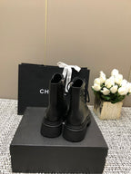 CHANEL SHORT BOOTS BLACK LAMBSKIN