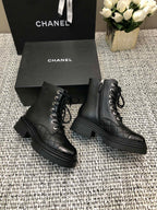 CHANEL SHORT BOOTS BLACK LAMBSKIN