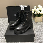 CHANEL SHORT BOOTS BLACK LAMBSKIN