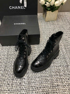 CHANEL SHORT BOOTS BLACK LAMBSKIN