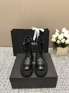 CHANEL SHORT BOOTS BLACK LAMBSKIN