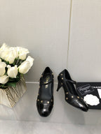 CHANEL MARY JANE BLACK LAMBSKIN ATTACH METAL