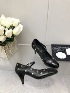 CHANEL MARY JANE BLACK LAMBSKIN ATTACH METAL
