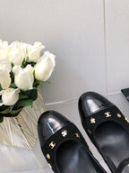 CHANEL MARY JANE BLACK SUEDE AND LAMBSKIN ATTACH METAL
