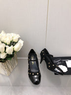 CHANEL MARY JANE BLACK SUEDE AND LAMBSKIN ATTACH METAL