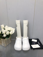 CHANEL CHUNKY PLATFORM SHEARLING SLIPPER WHITE LAMBSKIN