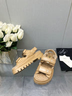 CHANEL DAD SANDAL YELLOW CREAM LAMBSKIN
