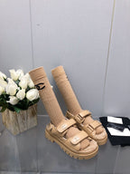 CHANEL DAD SANDAL YELLOW CREAM LAMBSKIN
