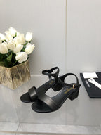 CHANEL BLOCK HEEL 5 CM SANDAL IN BLACK LAMBSKIN