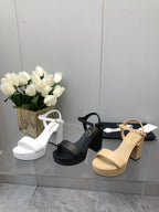CHANEL BLOCK HEEL 9 CM SANDAL IN BLACK LAMBSKIN