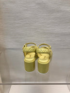 CHANEL WEDGE SANDALS IN YELLOW CREAM CALFSKIN
