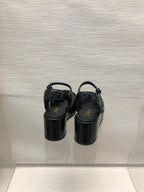 CHANEL WEDGE SANDALS IN BLACK CALFSKIN