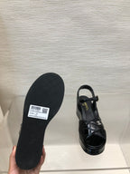 CHANEL WEDGE SANDALS IN BLACK CALFSKIN