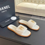 CHANEL Logo Mule Sandal 10mm White Lambskin 610370
