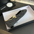 CHANEL Double Strap Chunky Heel Mary Jane Shoes Black/White Caro
