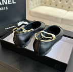 CHANEL Double Strap Chunky Heel Mary Jane Shoes Black