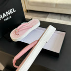 CHANEL Thick-soled Flip-Flops Lambskin Light Pink