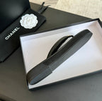 CHANEL Thick-soled Flip-Flops Lambskin Black