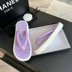 CHANEL Thick-soled Flip-Flops Lambskin Lavender Purple