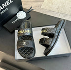 CHANEL Mule Sandals Lambskin Black