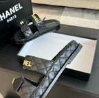 CHANEL Mule Sandals Lambskin Black
