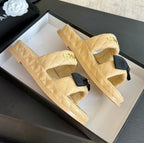 CHANEL Mule Sandals Lambskin Beige Cream