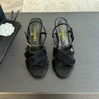 CHANEL High Sandals Lambskin Black