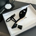 CHANEL High Sandals Lambskin Black