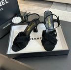 CHANEL High Sandals Lambskin Black