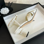 CHANEL High Sandals Lambskin White