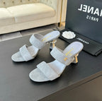 CHANEL High Heels Lambskin Gray