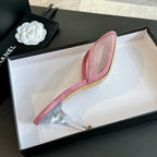 CHANEL Double C High Heel Rose Pink Lambskin