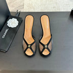 CHANEL Double C High Heel Black Lambskin