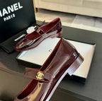 CHANEL mary jane flat Red Wine patent calfskin