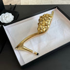 CHANEL Little Camellia World Thin High Heels Gold Lambskin