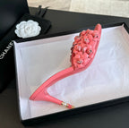 CHANEL Little Camellia World Thin High Heels Rose Pink Lambskin