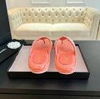 CHANEL Double C Hottest Knit Flip-Flops Light Pink