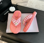 CHANEL Double C Hottest Knit Flip-Flops Light Pink