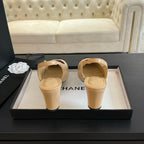 CHANEL Double C WOMEN'S Slingback SPIRIT TOE Tan brown Lambskin